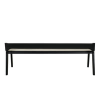 Kee 60 Inch Dining Bench, Black Rubberwood Frame, Low Back, Cushioned Seat - BM316523