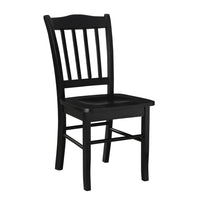 Nova 18 Inch Dining Side Chair Set of 2, Slatted Backrests, Jet Black Wood - BM316524