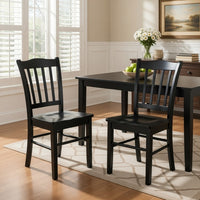 Nova 18 Inch Dining Side Chair Set of 2, Slatted Backrests, Jet Black Wood - BM316524