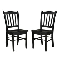 Nova 18 Inch Dining Side Chair Set of 2, Slatted Backrests, Jet Black Wood - BM316524