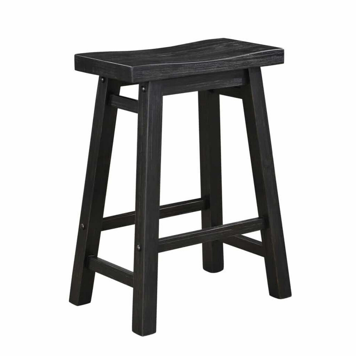 Amber 24 Inch Counter Stool, Ergonomic Saddle Seats, Charcoal Black Wood - BM316526