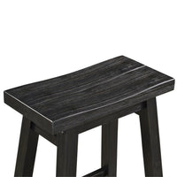 Amber 24 Inch Counter Stool, Ergonomic Saddle Seats, Charcoal Black Wood - BM316526