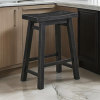 Amber 24 Inch Counter Stool, Ergonomic Saddle Seats, Charcoal Black Wood - BM316526