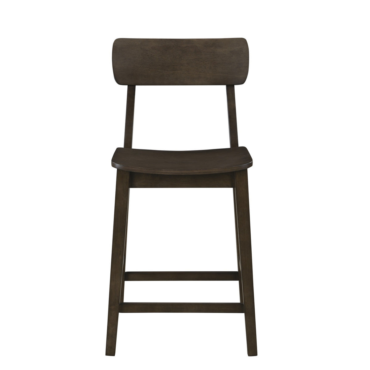 24 Inch Counter Stool Chair, Rubberwood Curved Back and Seat, Dark Gray - BM316528