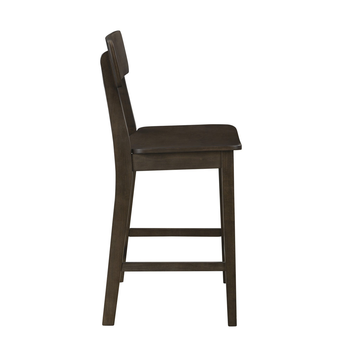 24 Inch Counter Stool Chair, Rubberwood Curved Back and Seat, Dark Gray - BM316528