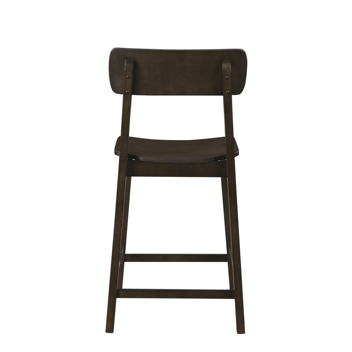 24 Inch Counter Stool Chair, Rubberwood Curved Back and Seat, Dark Gray - BM316528