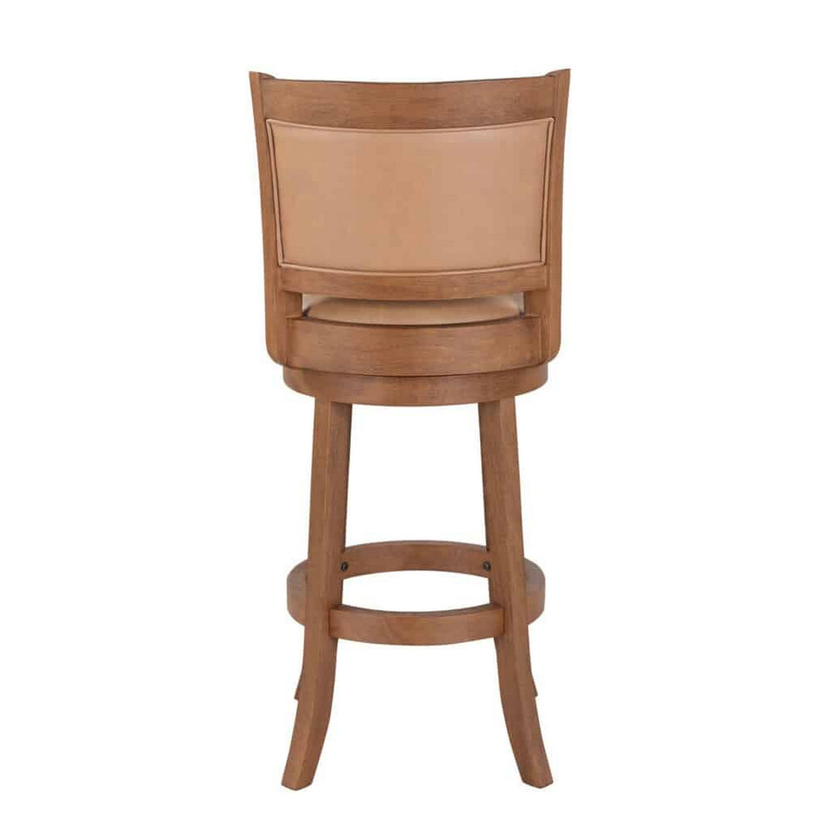 Haley 30 Inch Swivel Barstool Chair, Chestnut Brown Wood, Faux Leather - BM316530