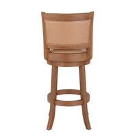 Haley 30 Inch Swivel Barstool Chair, Chestnut Brown Wood, Faux Leather - BM316530