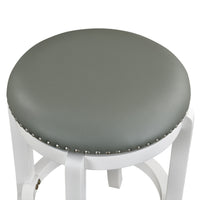 Ovi 25 Inch Backless Swivel Counter Stool, Gray Faux Leather, Nailhead Trim - BM316535