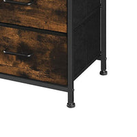 36 Inch Tall Dresser Chest, 8 Drawers, Black Handles, Rustic Brown Finish - BM316536