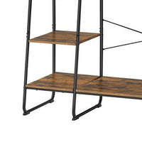 63 Inch Garment Hanging Rack, 5 Tier Storage, 6 Side Hooks, Black, Brown - BM316537