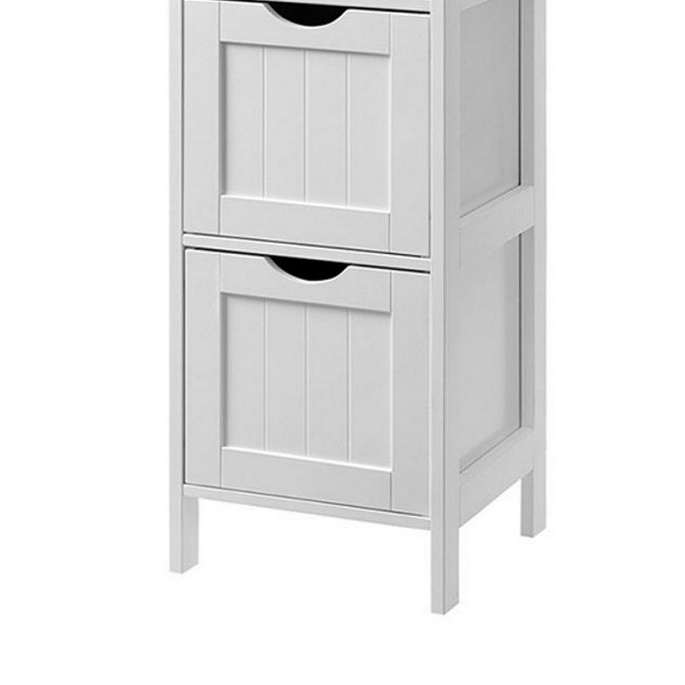 56 Inch Floor Cabinet Bookcase with Shelves, 2 Drawers, Modern White Finish - BM316538