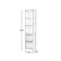 56 Inch Floor Cabinet Bookcase with Shelves, 2 Drawers, Modern White Finish - BM316538