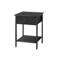 22 Inch Side End Table Nightstand Set of 2, Drawer, Modern Ebony Black - BM316540