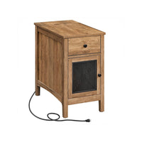 Rila 24 Inch Side End Table, 1 Drawer, Black Mesh Design, Brown Finish - BM316542