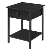 22 Inch Side End Table, 2 Adjustable Mesh Shelves, Square Top, Black, Gray - BM316546