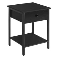 22 Inch Side End Table, 2 Adjustable Mesh Shelves, Square Top, Black, Gray - BM316546