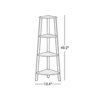 49 Inch Corner Ladder Shelves, 4 Tiers, Black Metal Frame, Greige Finish - BM316547