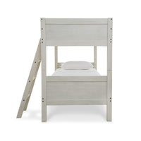 Lea Twin Size Bunk Bed, Wooden Ladder, Traditional Crisp White - BM316580