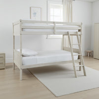 Lea Twin Size Bunk Bed, Wooden Ladder, Traditional Crisp White - BM316580
