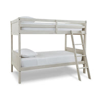 Lea Twin Size Bunk Bed, Wooden Ladder, Traditional Crisp White - BM316580