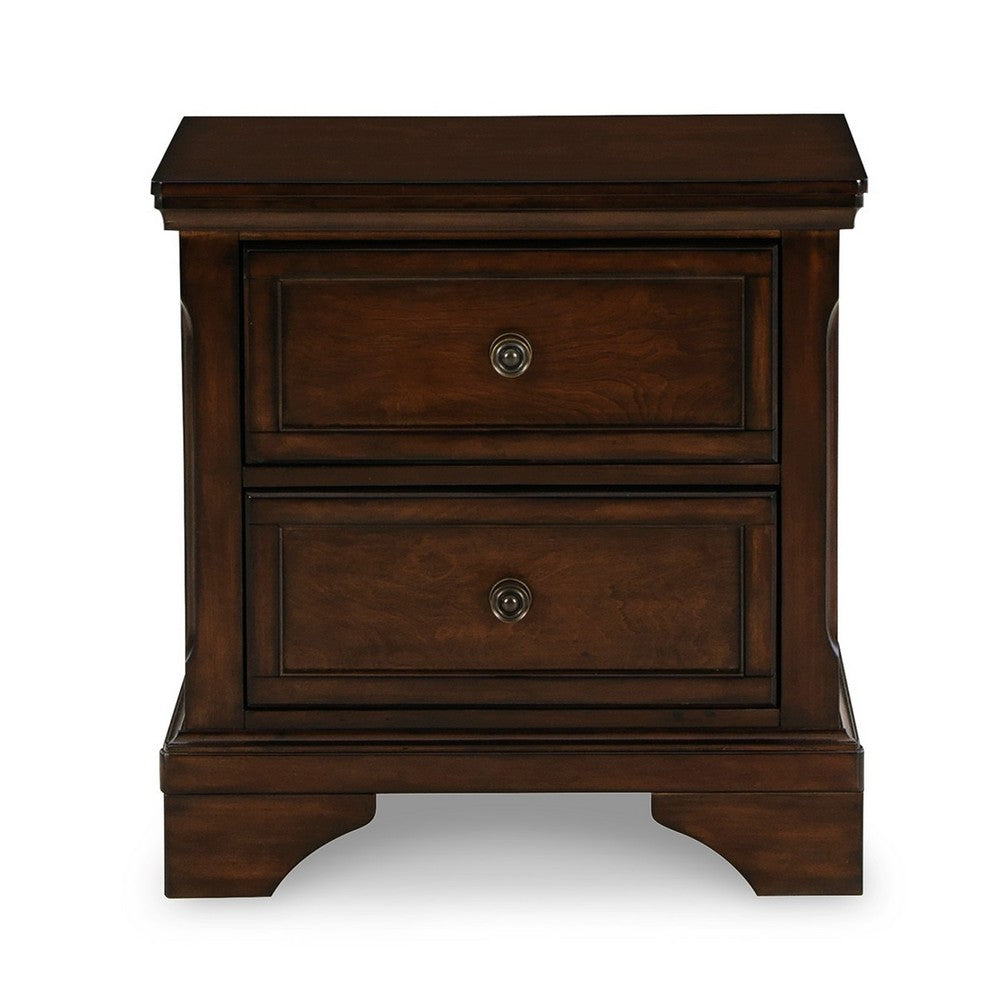 Ada 27 Inch Nightstand, English Dovetail Joints, 2 Gliding Drawers, Brown - BM316583