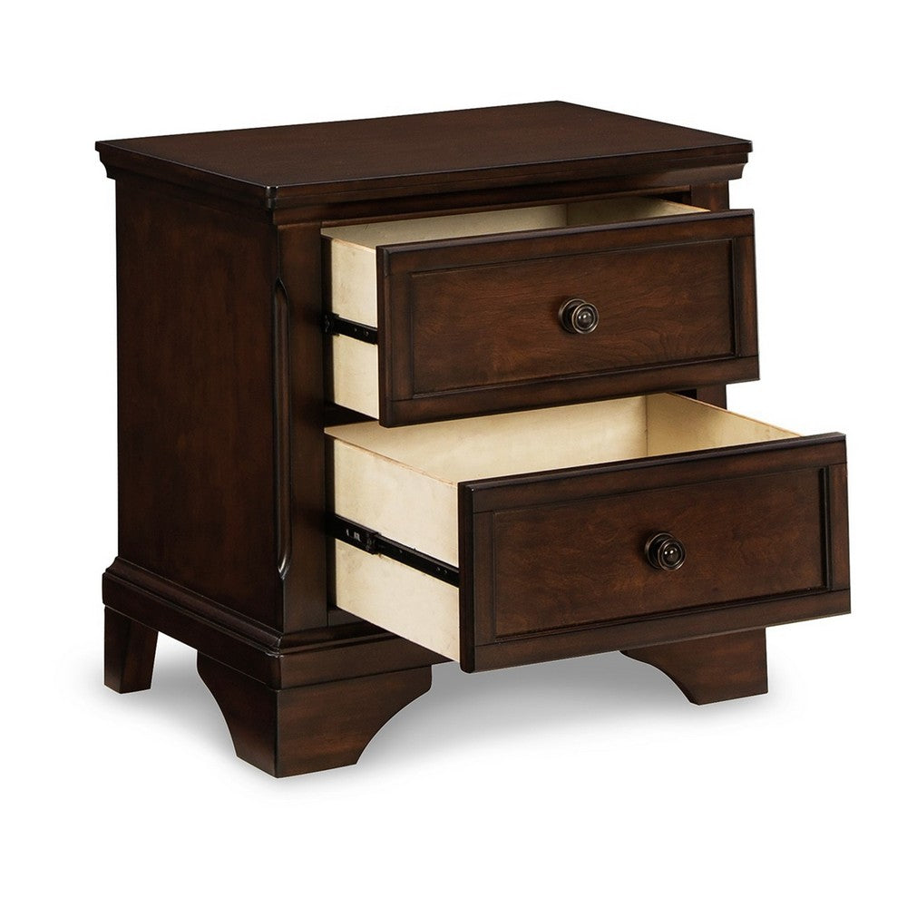 Ada 27 Inch Nightstand, English Dovetail Joints, 2 Gliding Drawers, Brown - BM316583