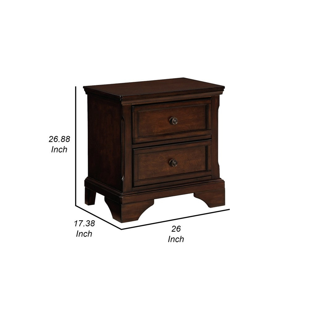 Ada 27 Inch Nightstand, English Dovetail Joints, 2 Gliding Drawers, Brown - BM316583