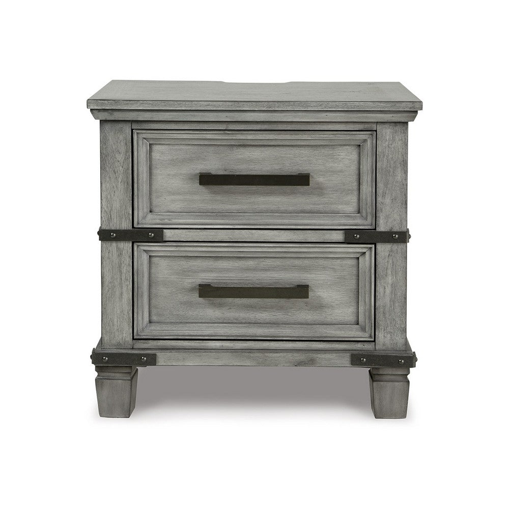 Zac 57 Inch Nightstand, 6 Drawers, Contemporary Metal Accents, Light Gray  - BM316585