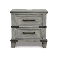 Zac 57 Inch Nightstand, 6 Drawers, Contemporary Metal Accents, Light Gray  - BM316585