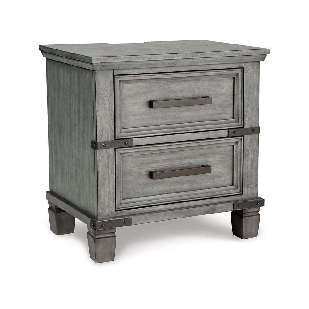 Zac 57 Inch Nightstand 6 Drawers Contemporary Metal Accents Light Gray BM316585