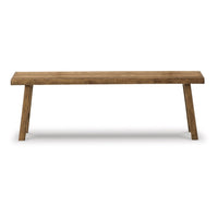 Ira 52 Inch Accent Bench, Sleek Angled Legs, Natural Light Brown Finish - BM316591