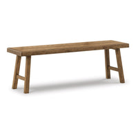 Ira 52 Inch Accent Bench, Sleek Angled Legs, Natural Light Brown Finish - BM316591