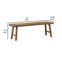 Ira 52 Inch Accent Bench, Sleek Angled Legs, Natural Light Brown Finish - BM316591