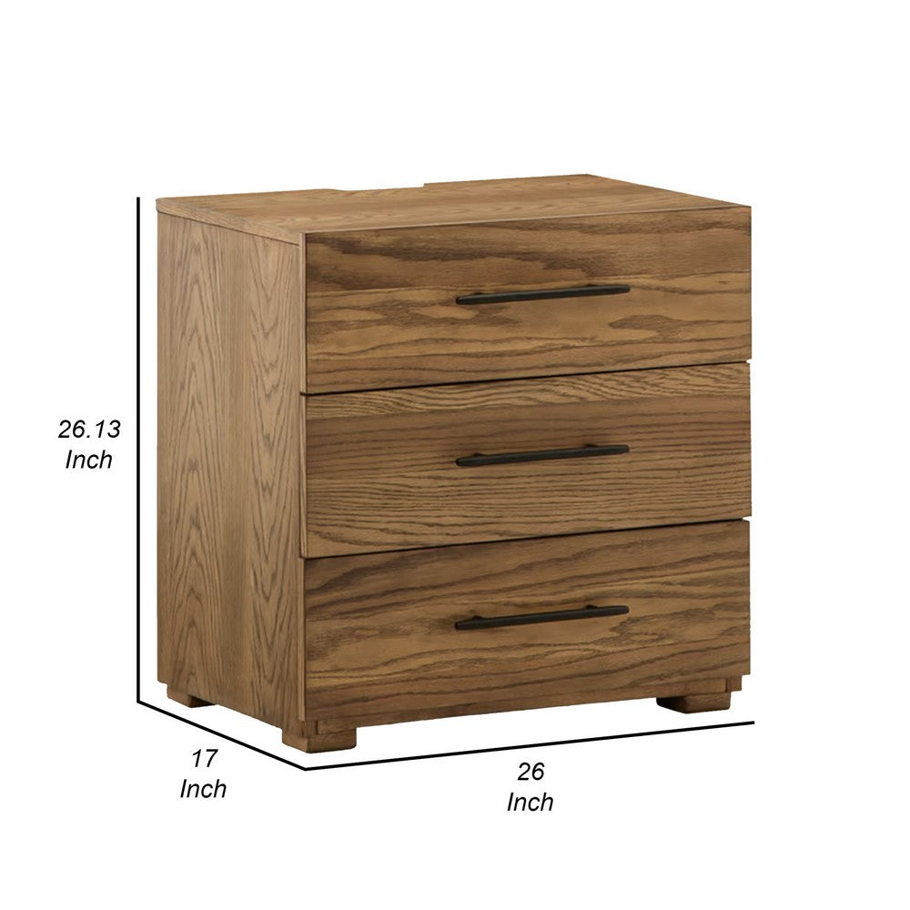 Ira 26 Inch Bedside Nightstand, Wooden Frame, 5 Gliding Drawers, Brown - BM316594