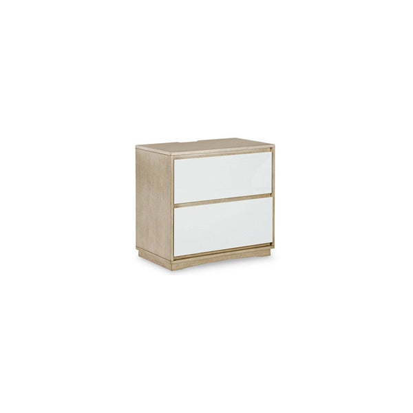 Ike 28 Inch Bedside Nightstand, Acrylic Fronts, 5 Gliding Drawers, White - BM316600