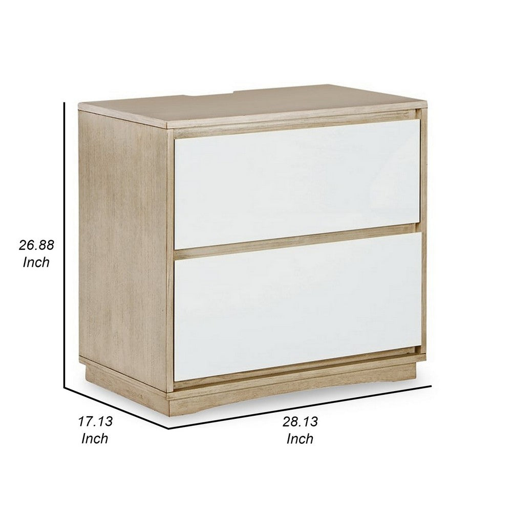 Ike 28 Inch Bedside Nightstand, Acrylic Fronts, 5 Gliding Drawers, White - BM316600