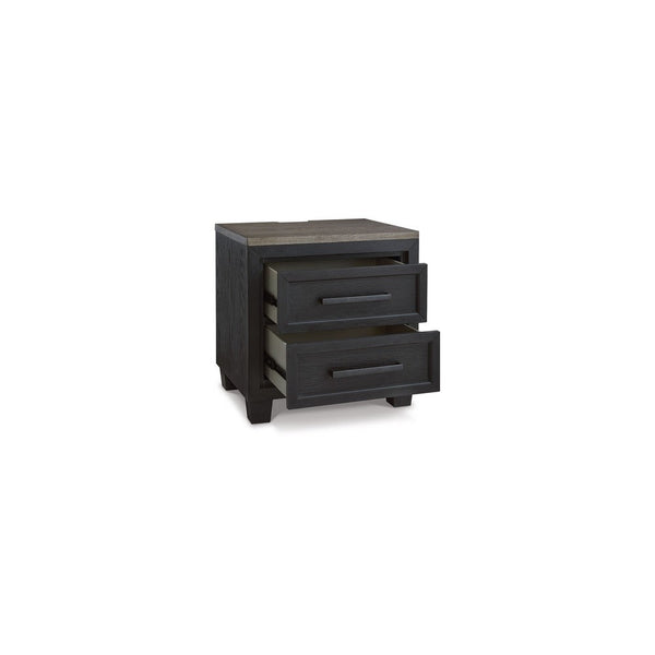 Kye 27 Inch Bedside Nightstand, 2 Gliding Drawers, Smooth Black Finish - BM316610