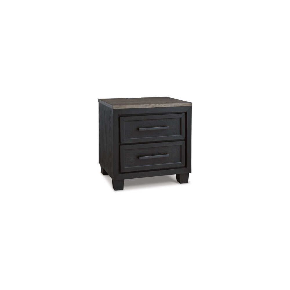 Kye 27 Inch Bedside Nightstand, 2 Gliding Drawers, Smooth Black Finish - BM316610