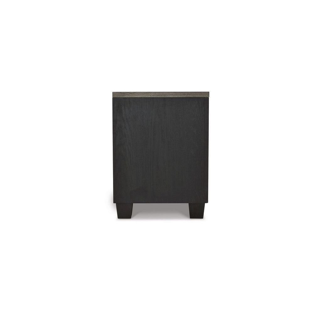 Kye 27 Inch Bedside Nightstand, 2 Gliding Drawers, Smooth Black Finish - BM316610