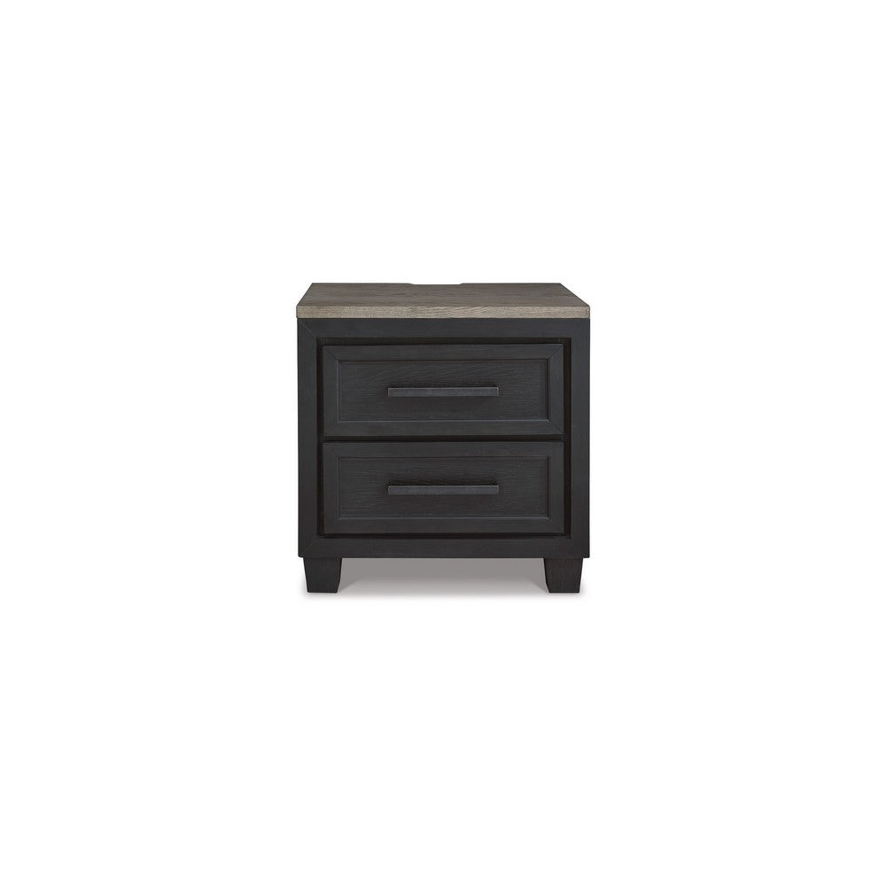 Kye 27 Inch Bedside Nightstand, 2 Gliding Drawers, Smooth Black Finish - BM316610