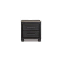 Kye 27 Inch Bedside Nightstand, 2 Gliding Drawers, Smooth Black Finish - BM316610