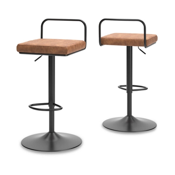 Mya 22-30 Inch Swivel Barstool Chair, Adjustable Height, Set of 2, Brown - BM316611