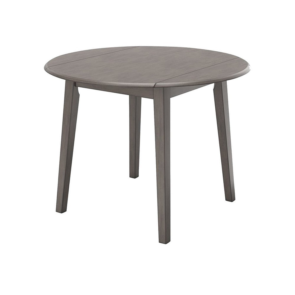 Ora 43 Inch Dining Table, Round Surface, Dual Drop Leaves, Smooth Gray - BM316615