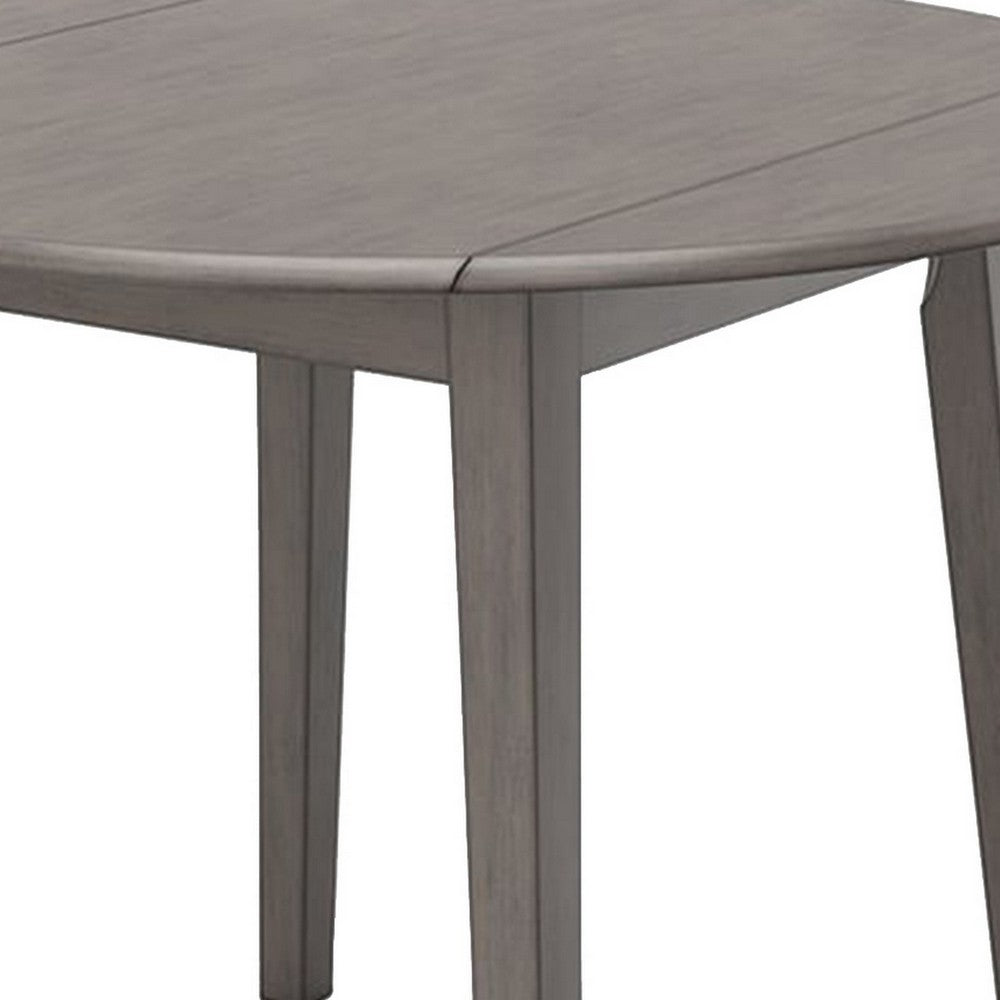 Ora 43 Inch Dining Table, Round Surface, Dual Drop Leaves, Smooth Gray - BM316615