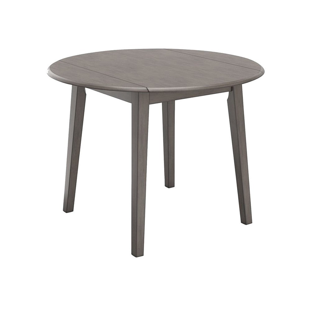 Ora 43 Inch Dining Table, Round Surface, Dual Drop Leaves, Smooth Gray - BM316615