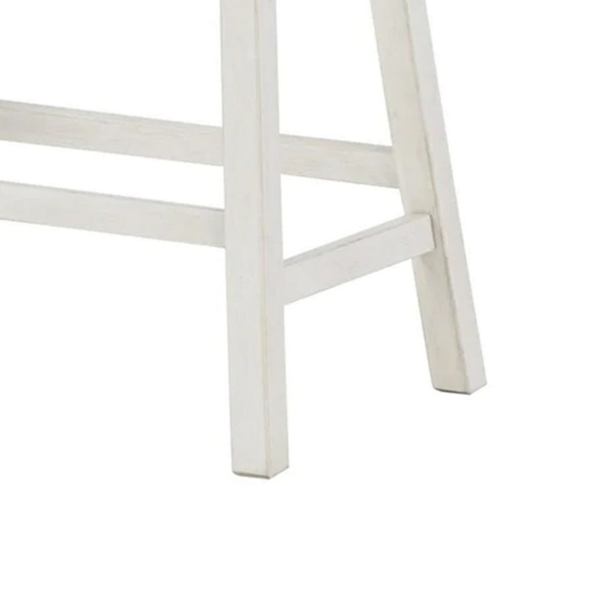 24 Inch Counter Height Stool, Set of 2, Saddle Seats, White Finished Wood - BM316616