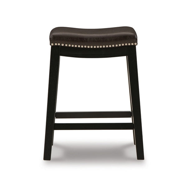Gia 25 Inch Counter Height Stool, Set of 2, Faux Leather Upholstery, Brown  - BM316620