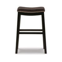 Gia 31 Inch Barstool, Set of 2, Faux Leather Upholstery, Rich Brown Finish  - BM316621