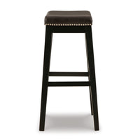 Gia 31 Inch Barstool, Set of 2, Faux Leather Upholstery, Rich Brown Finish  - BM316621